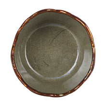 Sm Grey Bowl With Wavy Copper Rim