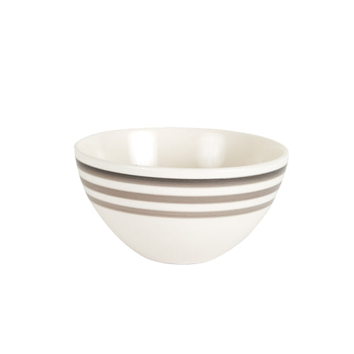 Md White Bowl with Grey Stripes