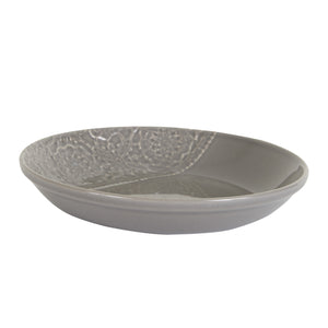 Lg Grey Bowl With Lace Pattern Print