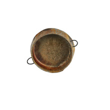 Sm Brown/Grey Bowl with Metal Handles