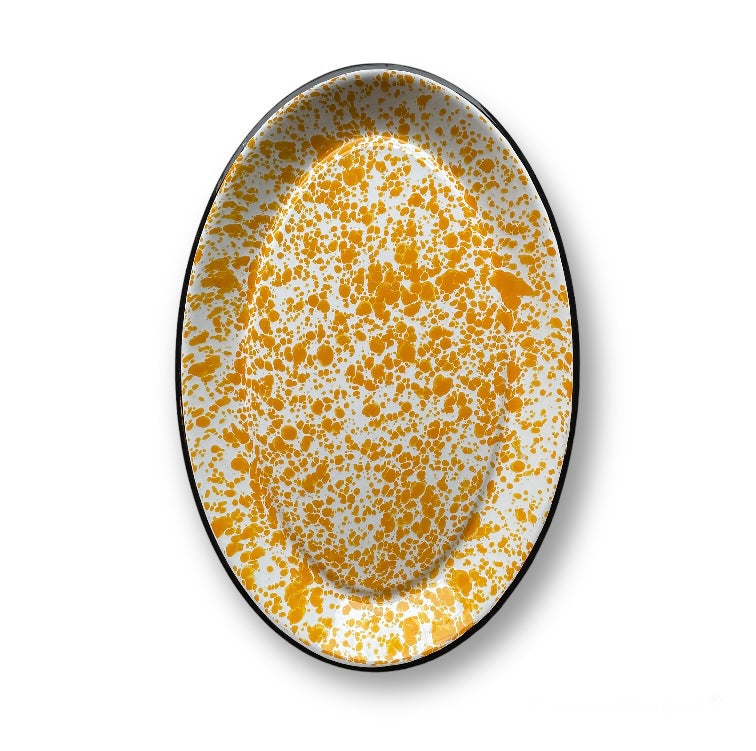 Yellow Speckled Enamel Platter