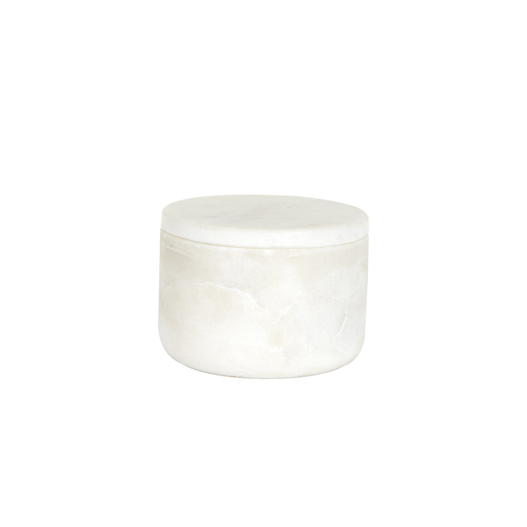 Sm White Marble Bowl With Lid