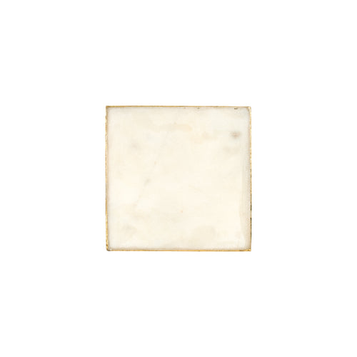 White Square Marble Coaster With Edging
