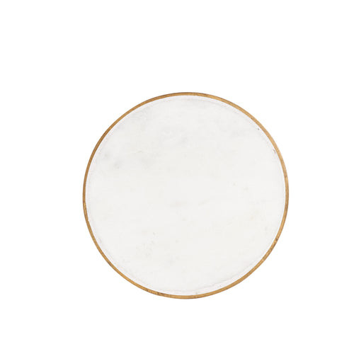 White Circle Marble Coaster With Gold Edging