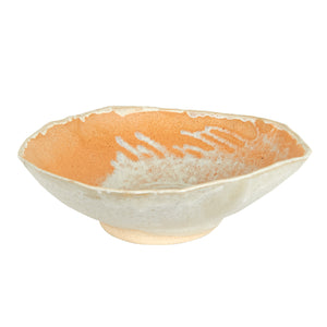 Lg Orange and Cream Bowl With Organic Circular Shape