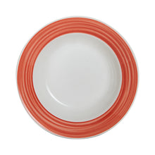 Lg White Bowl With Orange Rim