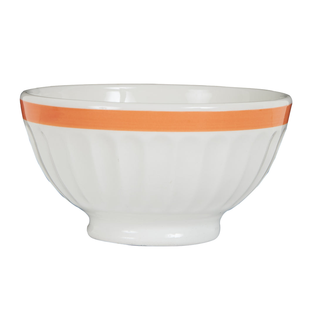 Md White Cafe Au Latte Bowl With An Orange Strip