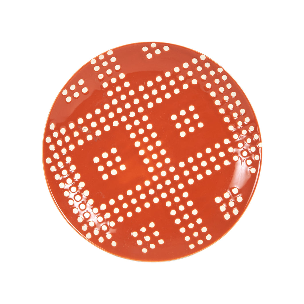 Md Orange Plate With White Dot Design