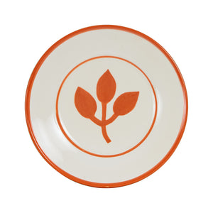 Md Orange Plate With Leaf Design