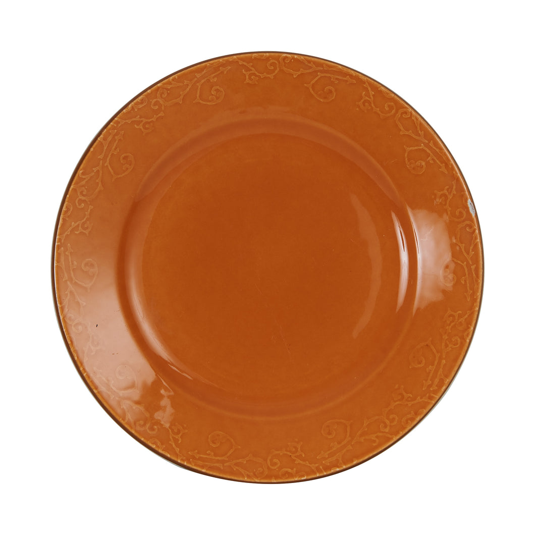 Md Orange Plate With Patterned Rim