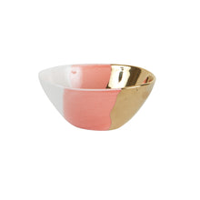 Sm Pink Bowl With White and Gold