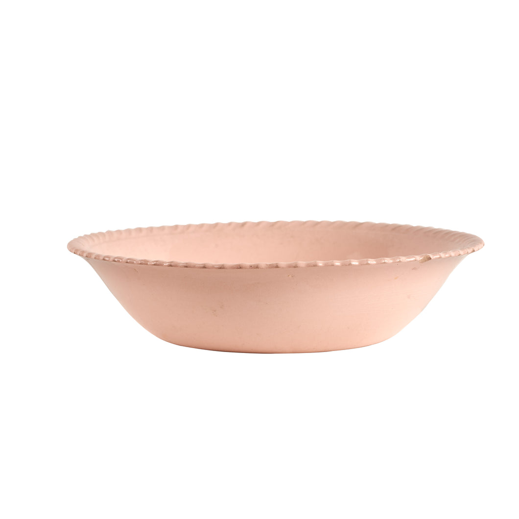 Md Pale Pink Bowl With Textured Rim