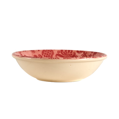 Lg Bright Pink Bowl With Floral Designs