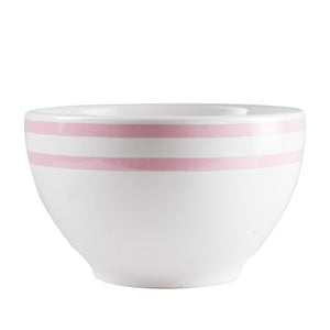 Md White Bowl With Pink Stripes
