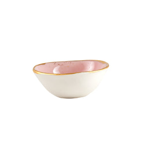 Sm Light Pink Bowl With Gold Markings And Rim