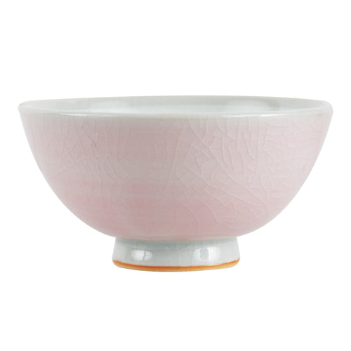 Sm White Bowl With Pink Crackled Exterior
