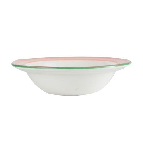 Sm White Bowl With Pink And Green Rim