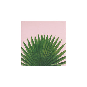 Light Pink Coaster With Tropical Foliage
