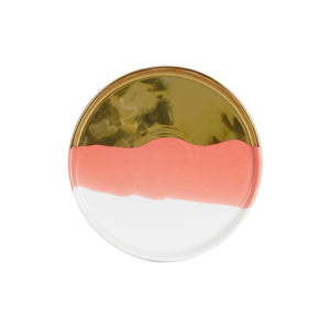 Md Pink Shallow Plate With Gold and White