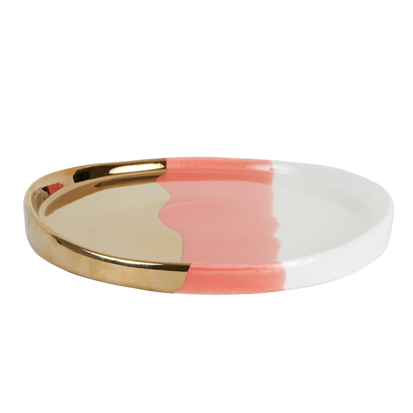 Md Pink Shallow Plate With Gold and White