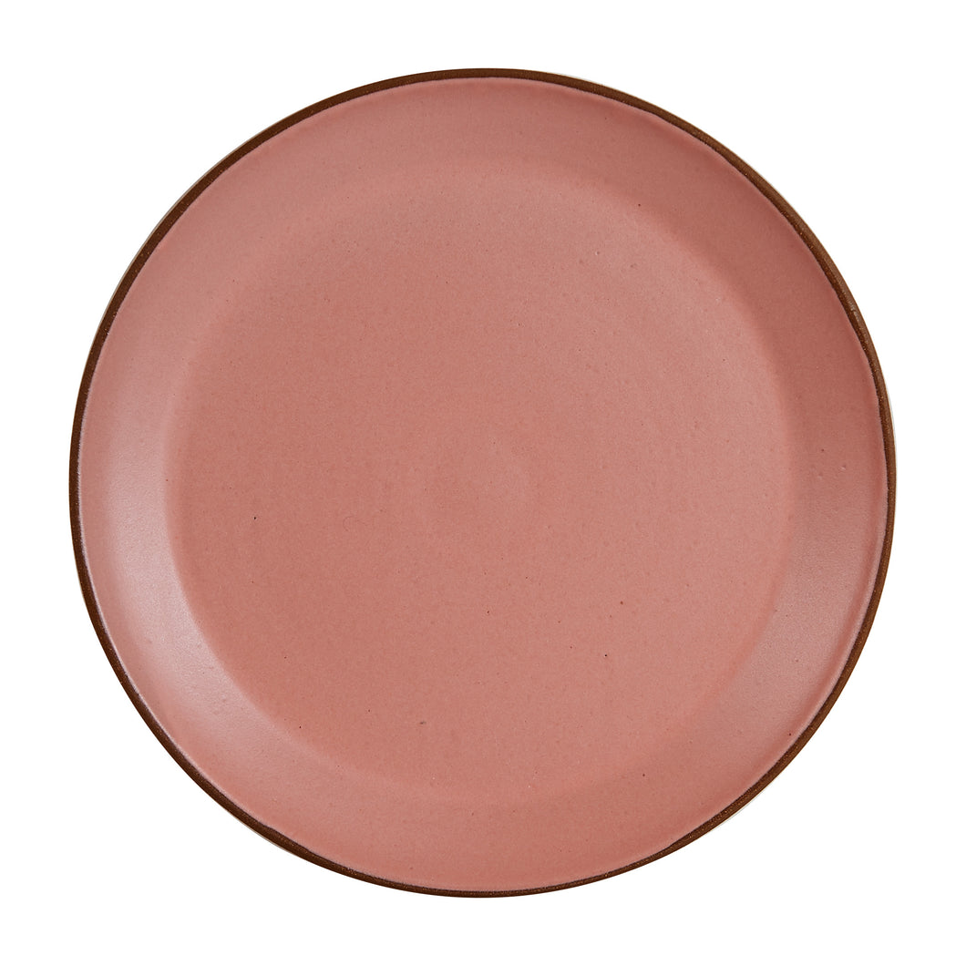 Lg Pink Plate With Brown Rim