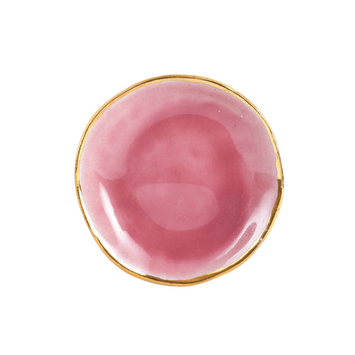Sm Pink Plate With Gold Rim