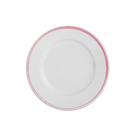 Sm White Plate With Light Pink Rim