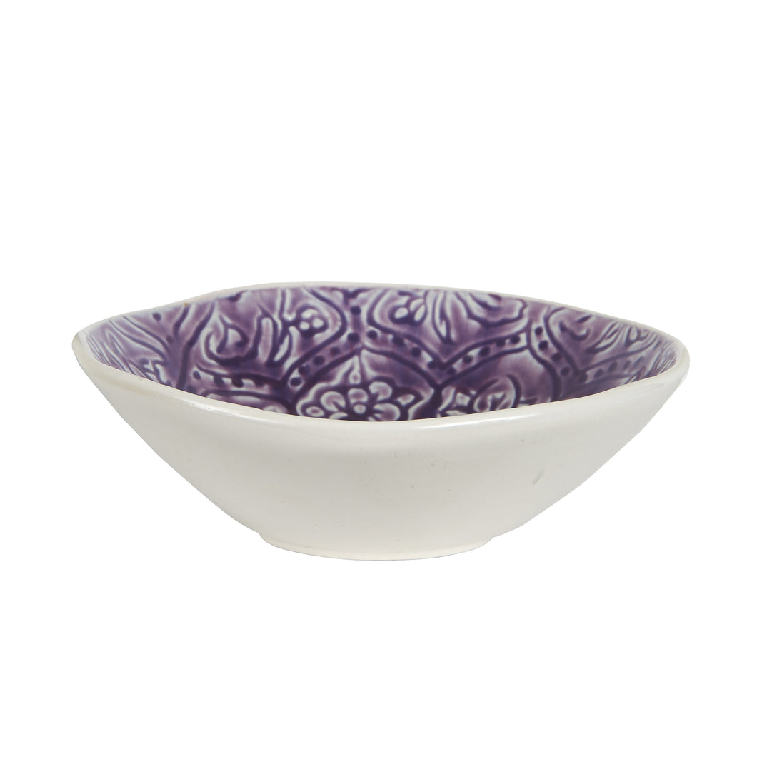 Md Purple Bowl With Flower Pattern