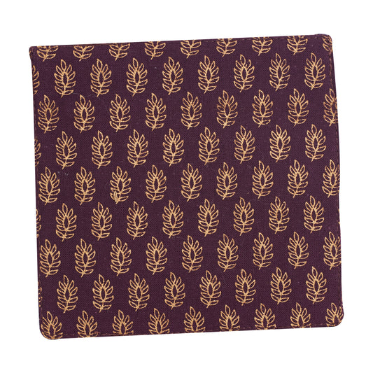 Purple Fabric Coaster w/ Leaf Pattern