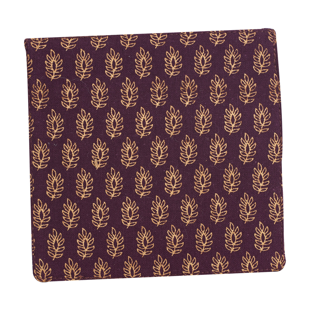 Grape Purple Fabric Coaster w/ Leaf Pattern