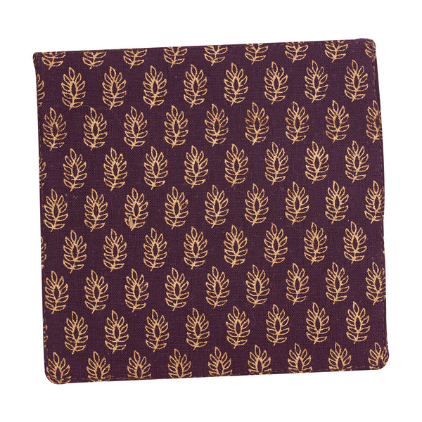Purple Fabric Coaster w/ Leaf Pattern