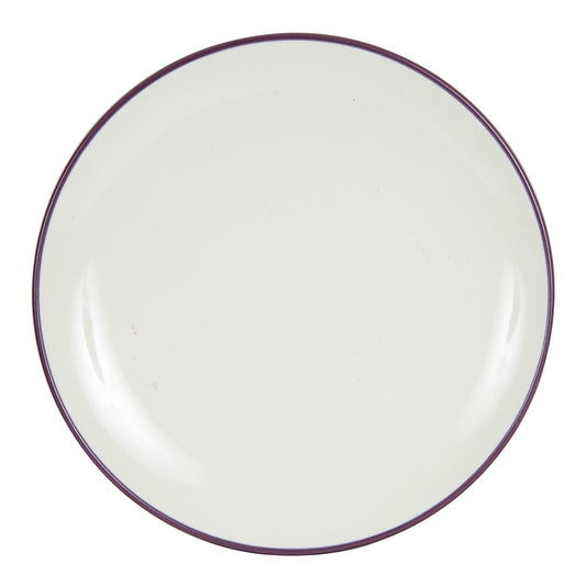 Md White Plate With Purple Rim