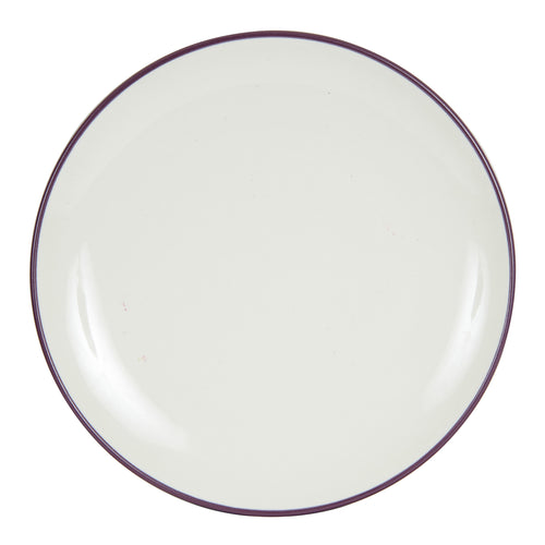 Md White Plate With Purple Rim