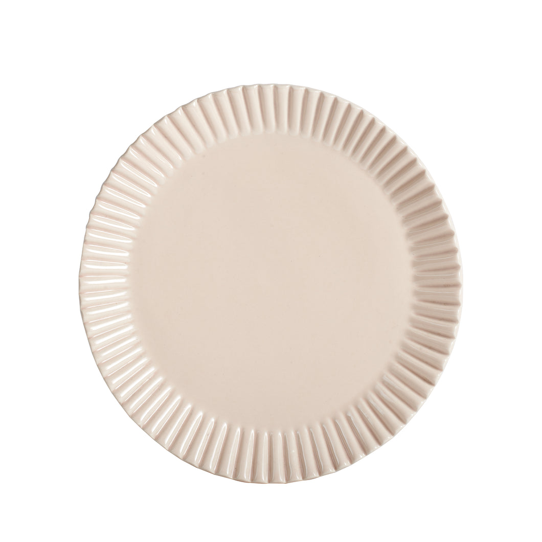 Lg Pale Pink Plate With Pleated Edge