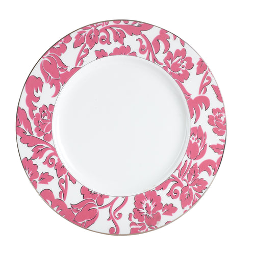 Lg White Plate With Pink Floral Patterned Rim