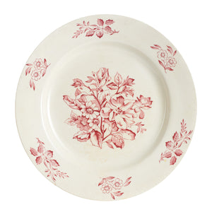 Lg White Plate With Pink Floral Pattern