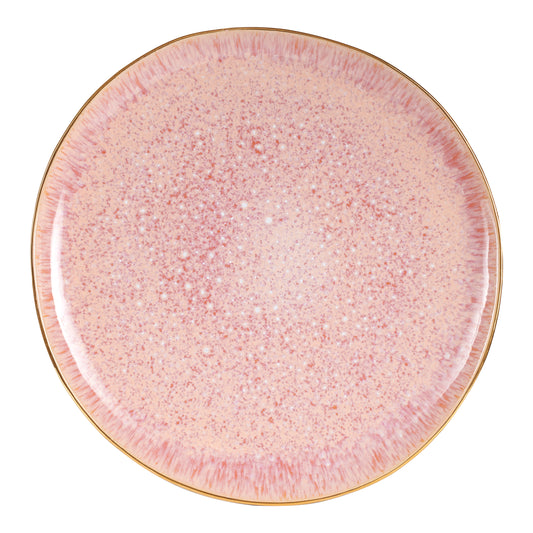 Lg Multi-Tone Pink Plate With Gold Rim