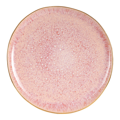 Lg Multi-Tone Pink Plate With Gold Rim