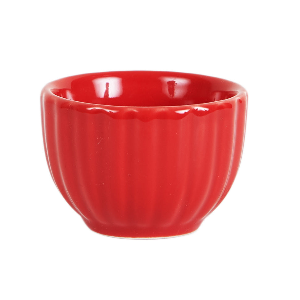 Sm Bright Red Pinch Bowl With Ridging