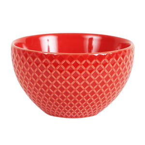 Sm Red Bowl With Cross Pattern