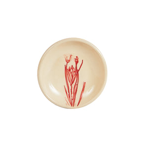Sm Cream Dish With Red Flower Print