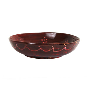 Md Deep Red Low Bowl With Patterns