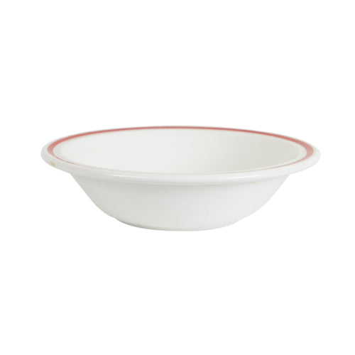 Md Low White Bowl With Red Stripe At the Rim