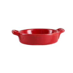 Sm Red Shallow Bowl With Handles