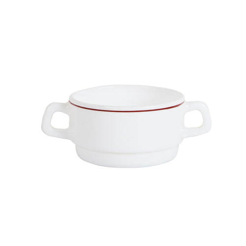 White Tea Cup/Soup Bowl with Red Strip