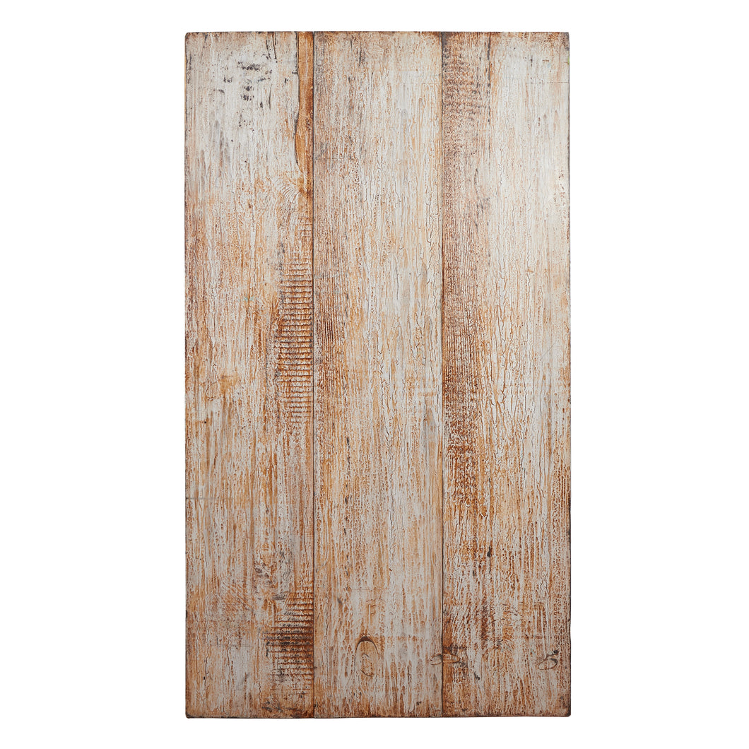 Lg White/Brown Stained Wood Grain