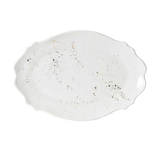 White Platter With Gold Speckles