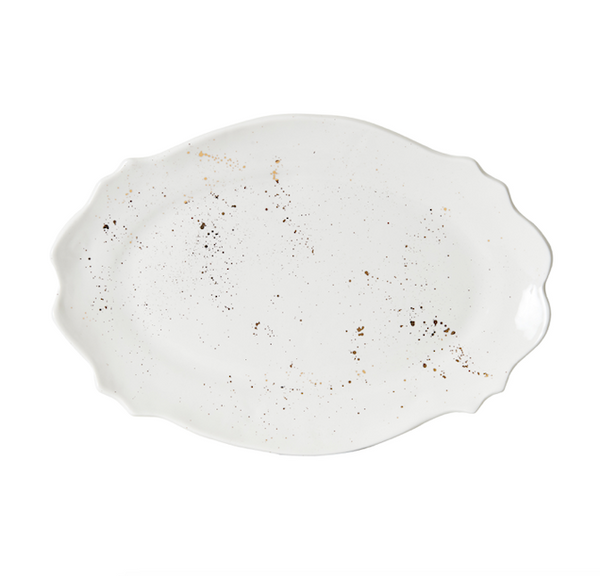 White Platter With Gold Speckles