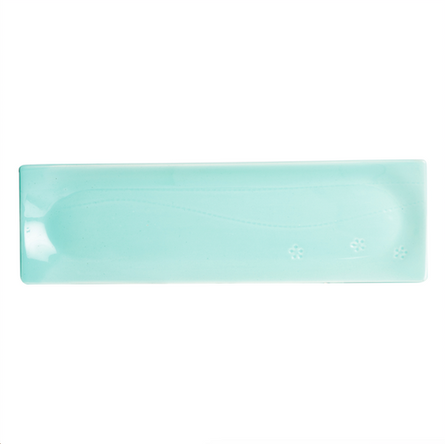 Teal Rectangle Platter With Small Flowers