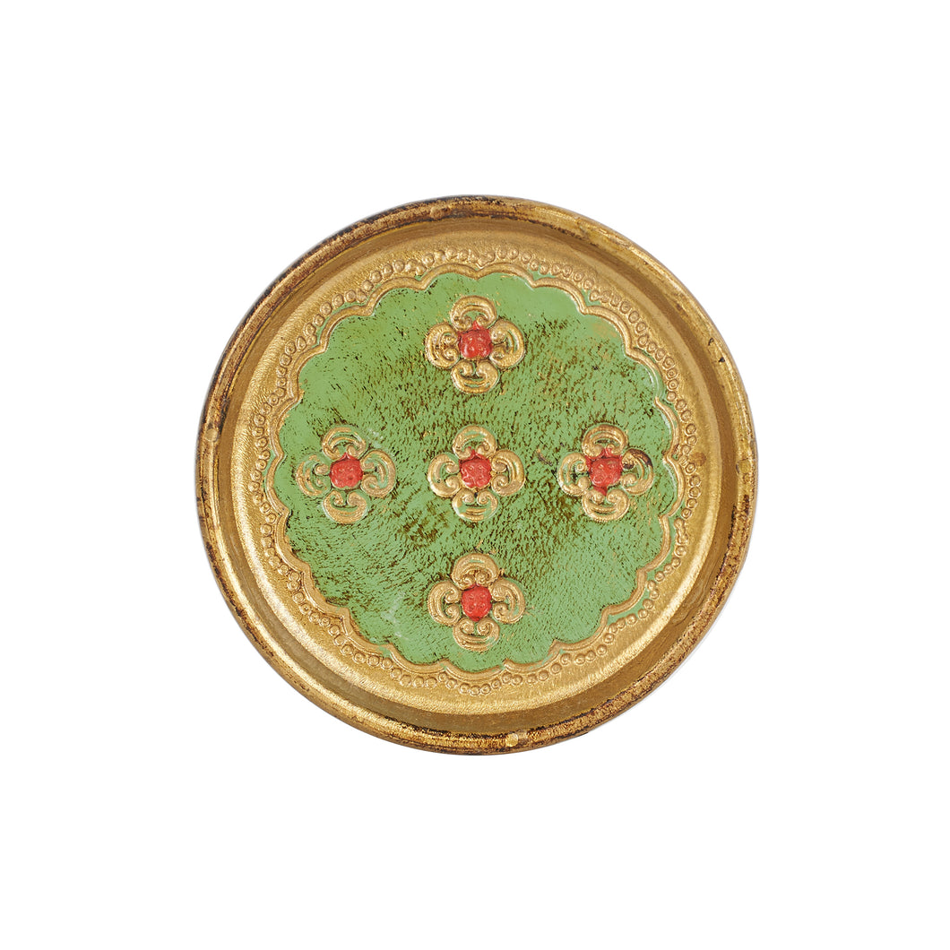Wood Coaster With Gold Ornate Design